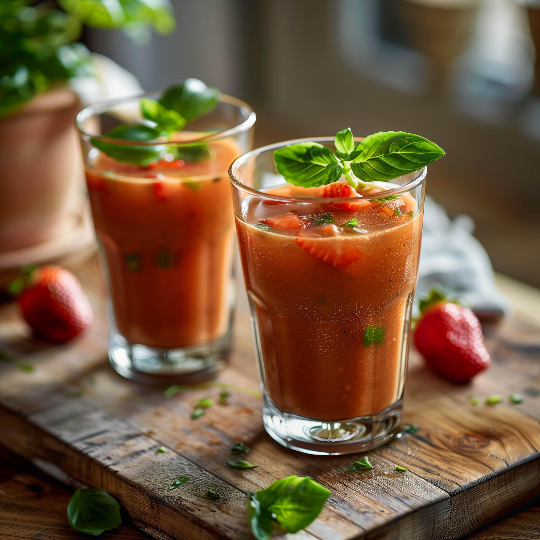 Gazpacho de fresas con Elixir Cokare